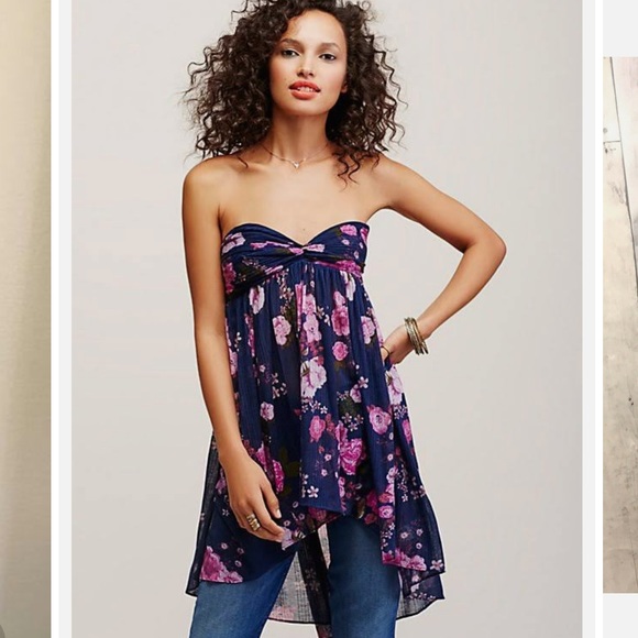 NWT FREE PEOPLE Medium Mirage Strapped OR Bandeau Print top Blouse $88 - Picture 2 of 10